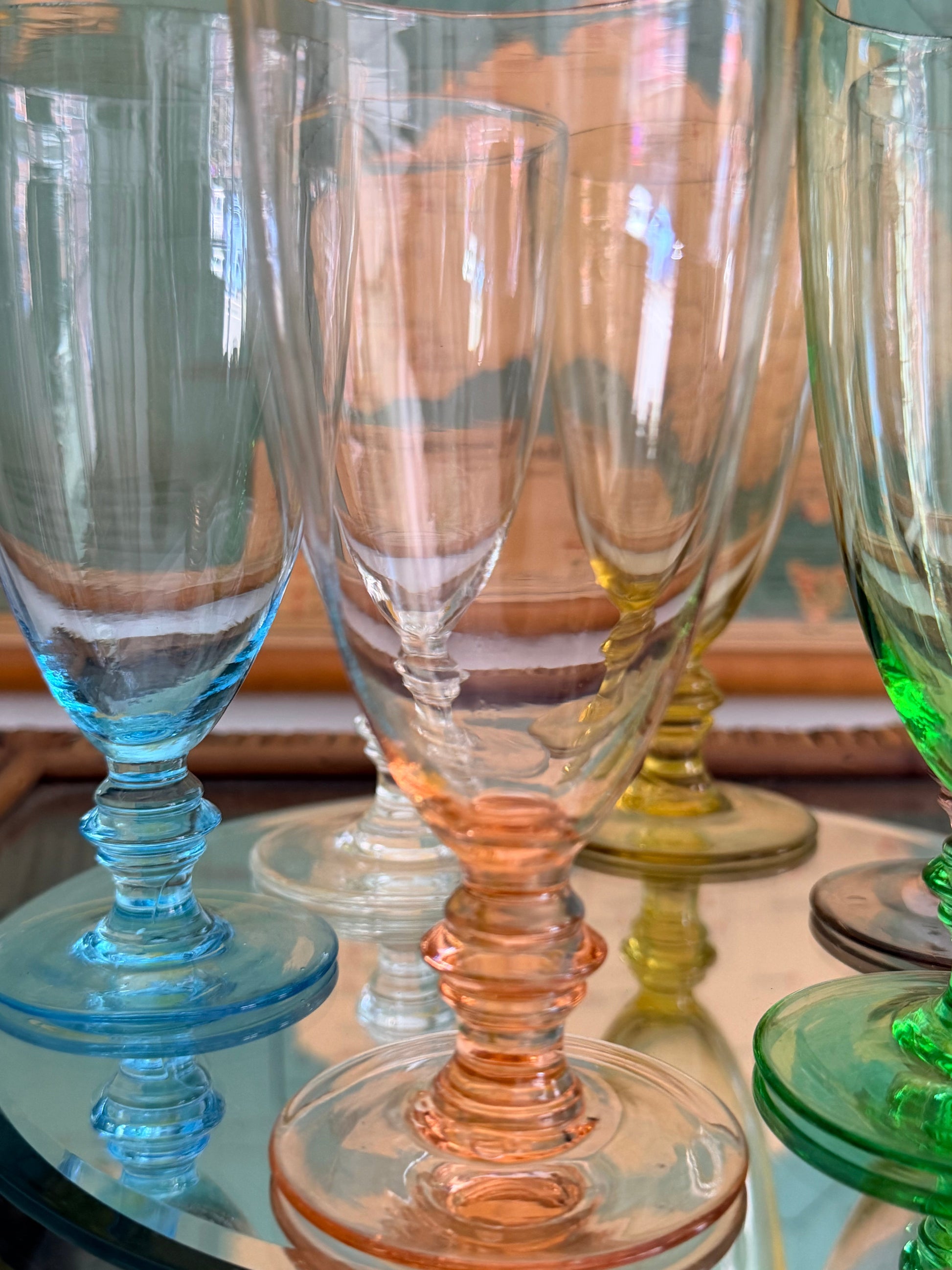 retro coloured wine glasses