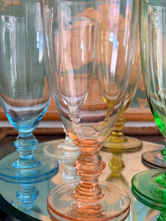 retro coloured wine glasses