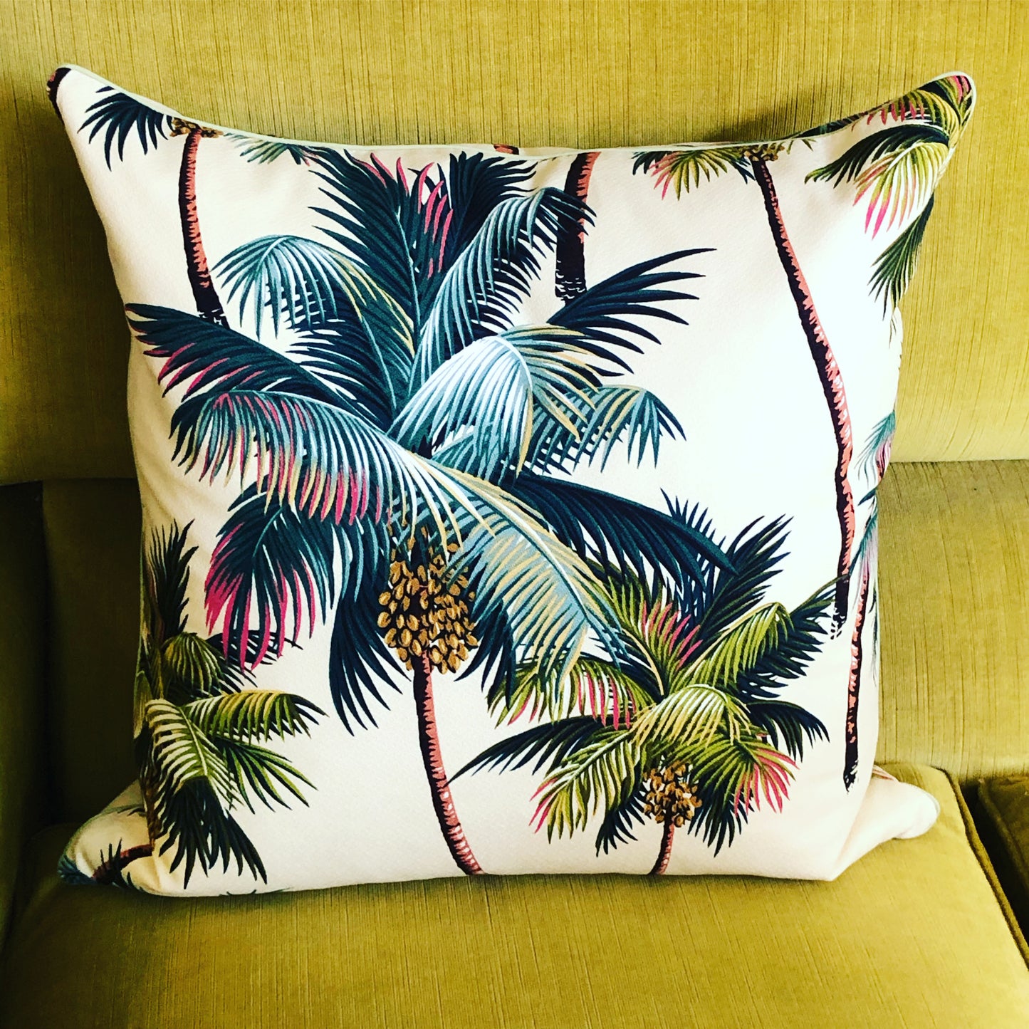 palm tree piped cushion