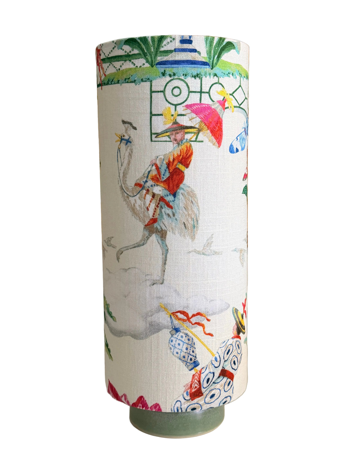 table lamp with tall chinoiserie lampshade