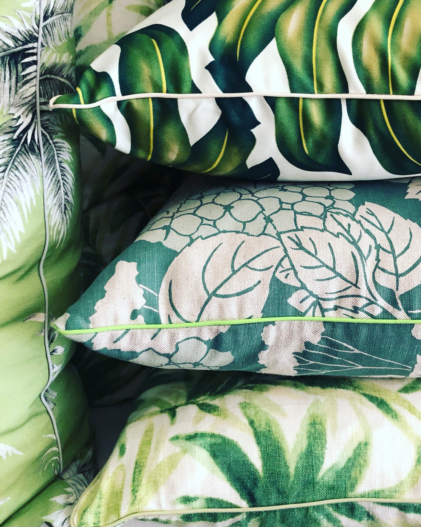 monstera palm leaf cushion