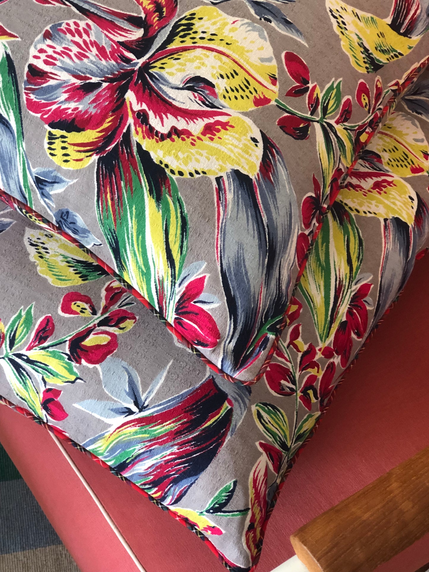 Vintage Barkcloth Tropical  Cushions