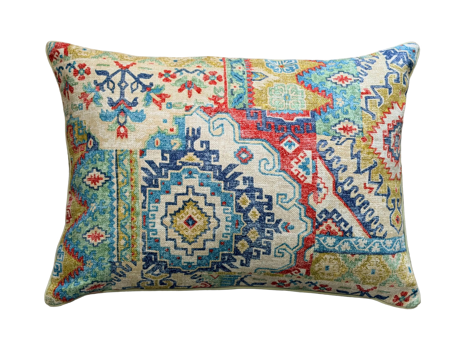 textured Persian style multi colour lumbar cushion