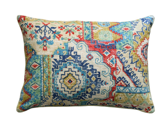 textured Persian style multi colour lumbar cushion