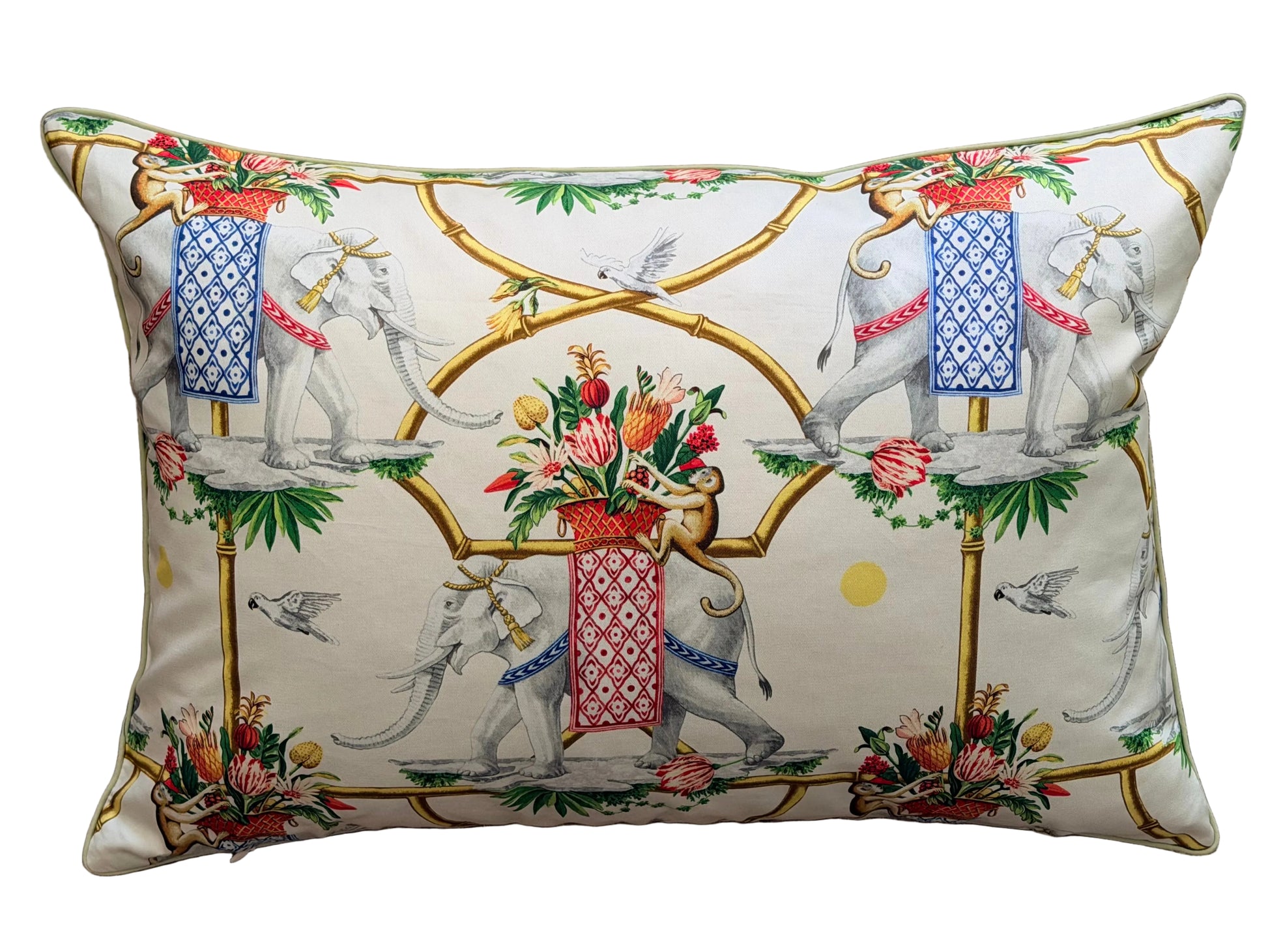 British raj elephant lumbar cushion