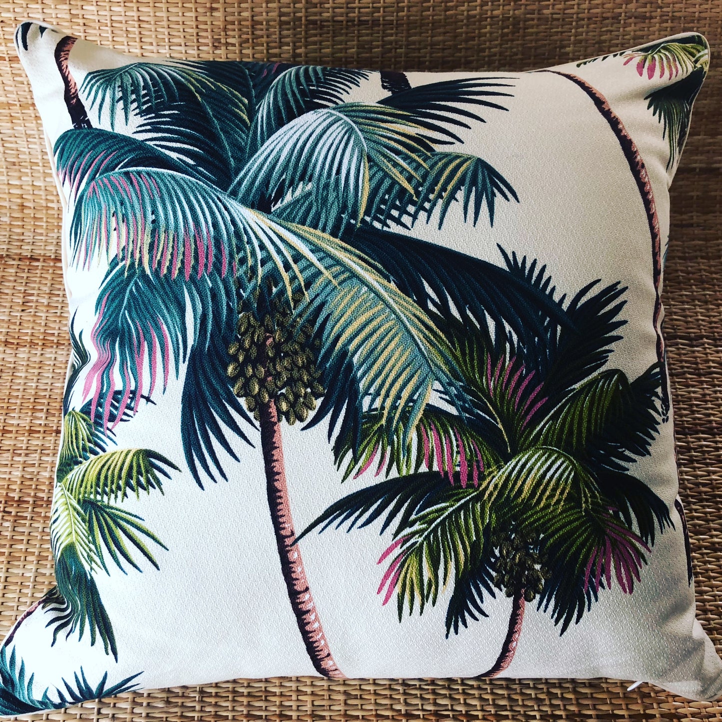 palm tree piped cushion