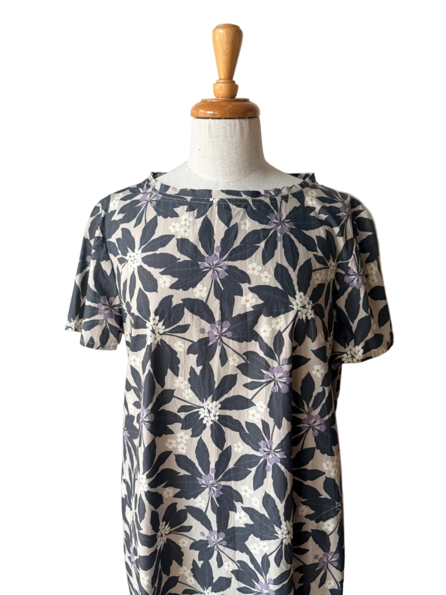 julia dress charcoal leaf