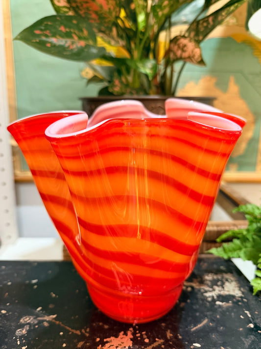retro orange handkerchief vase