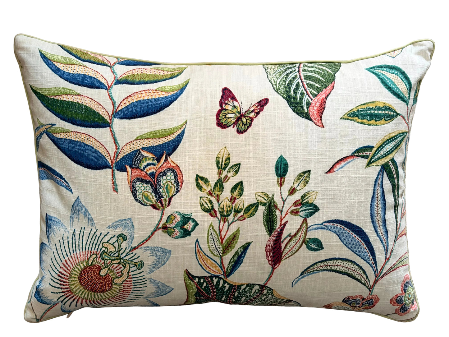 embroidered garden lumbar cushion