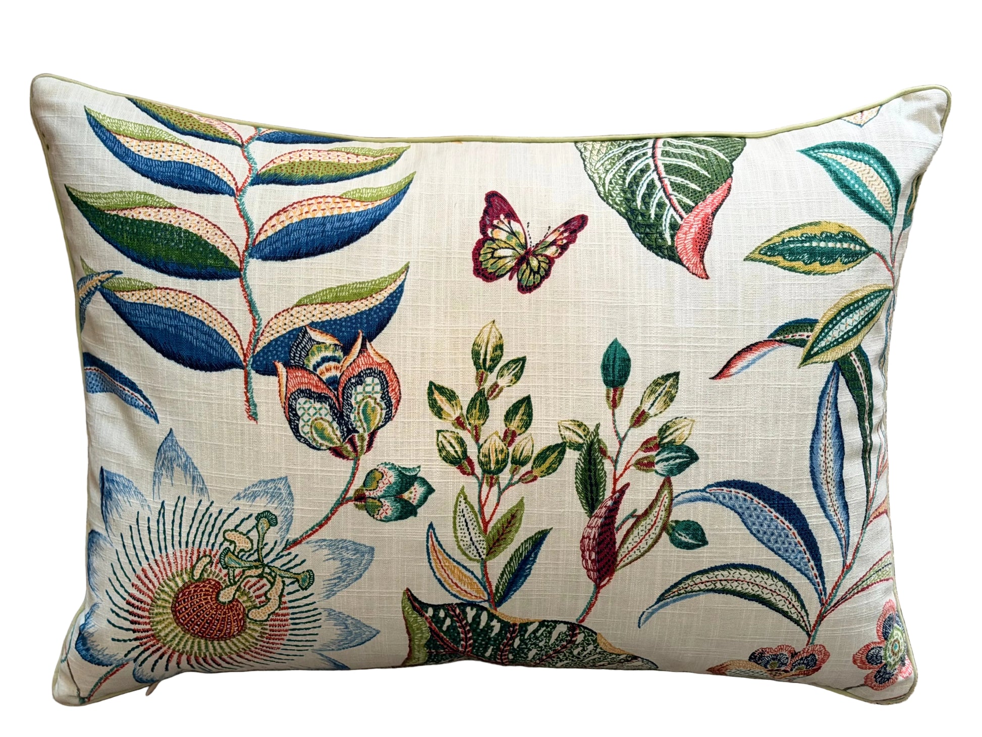 embroidered garden lumbar cushion