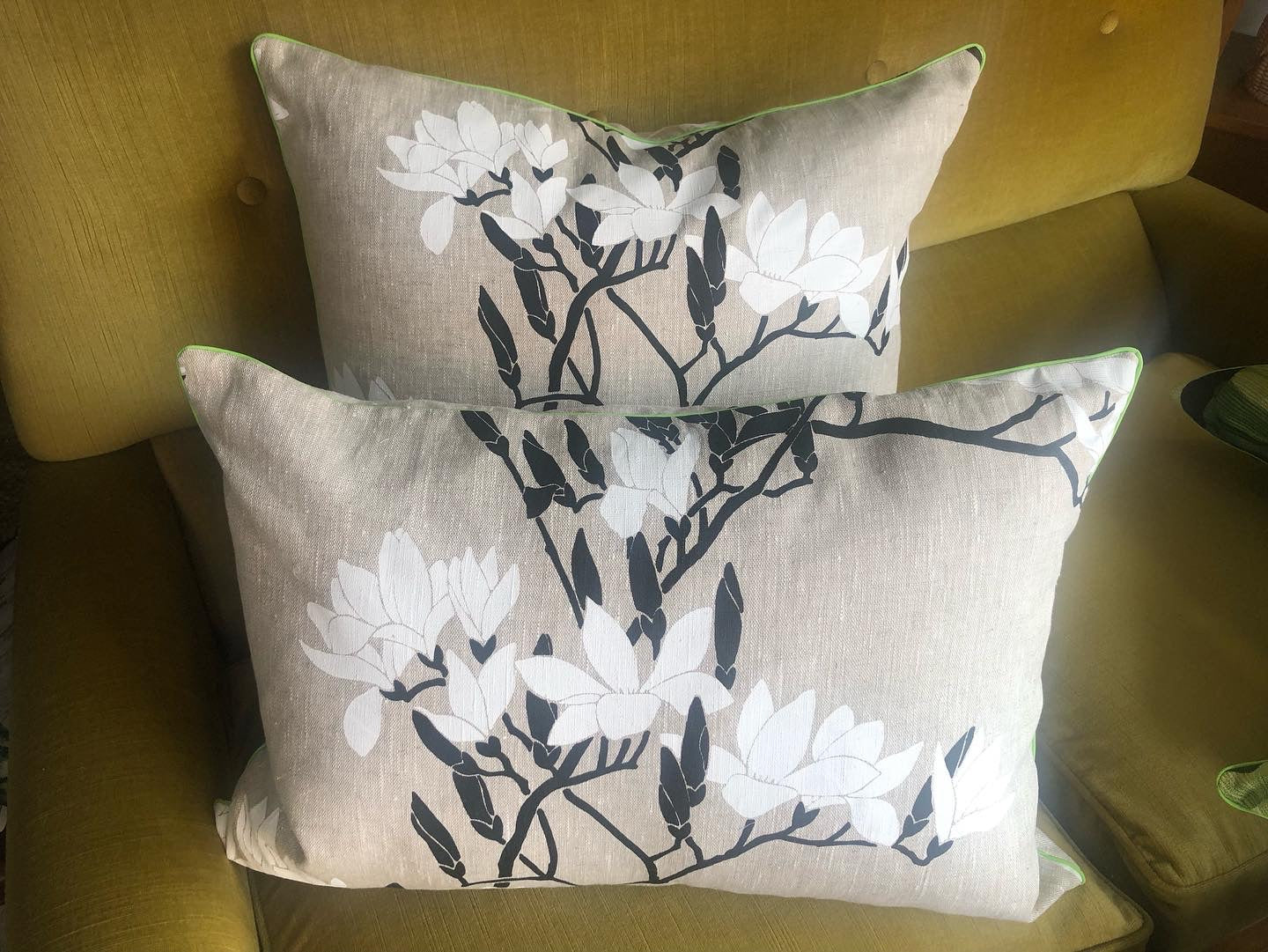 black magnolia cushions