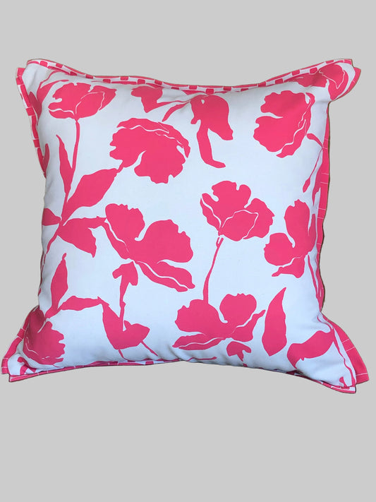 bloom cerise bordered outdoor cushion