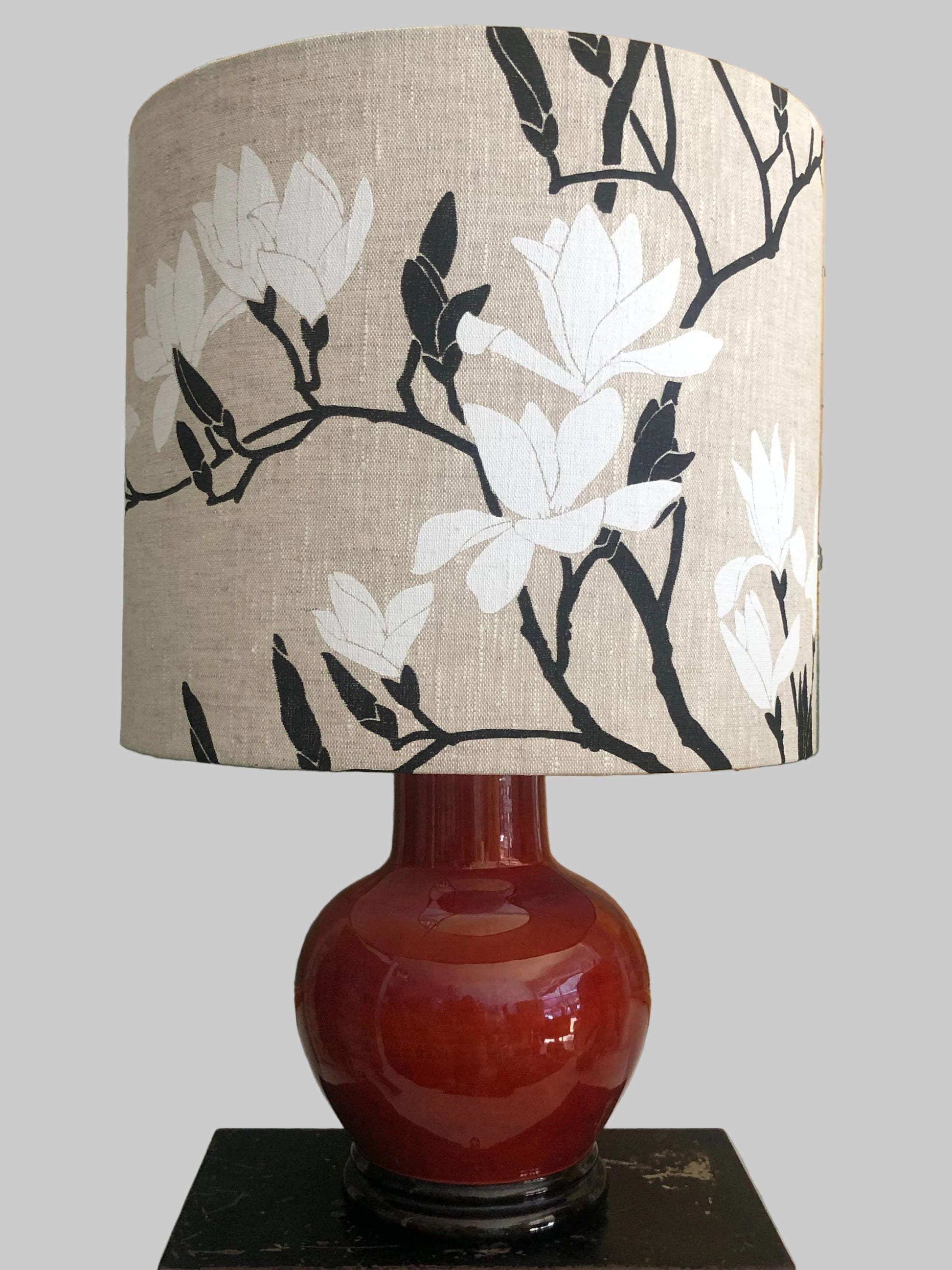 handprinted magnolia lampshade