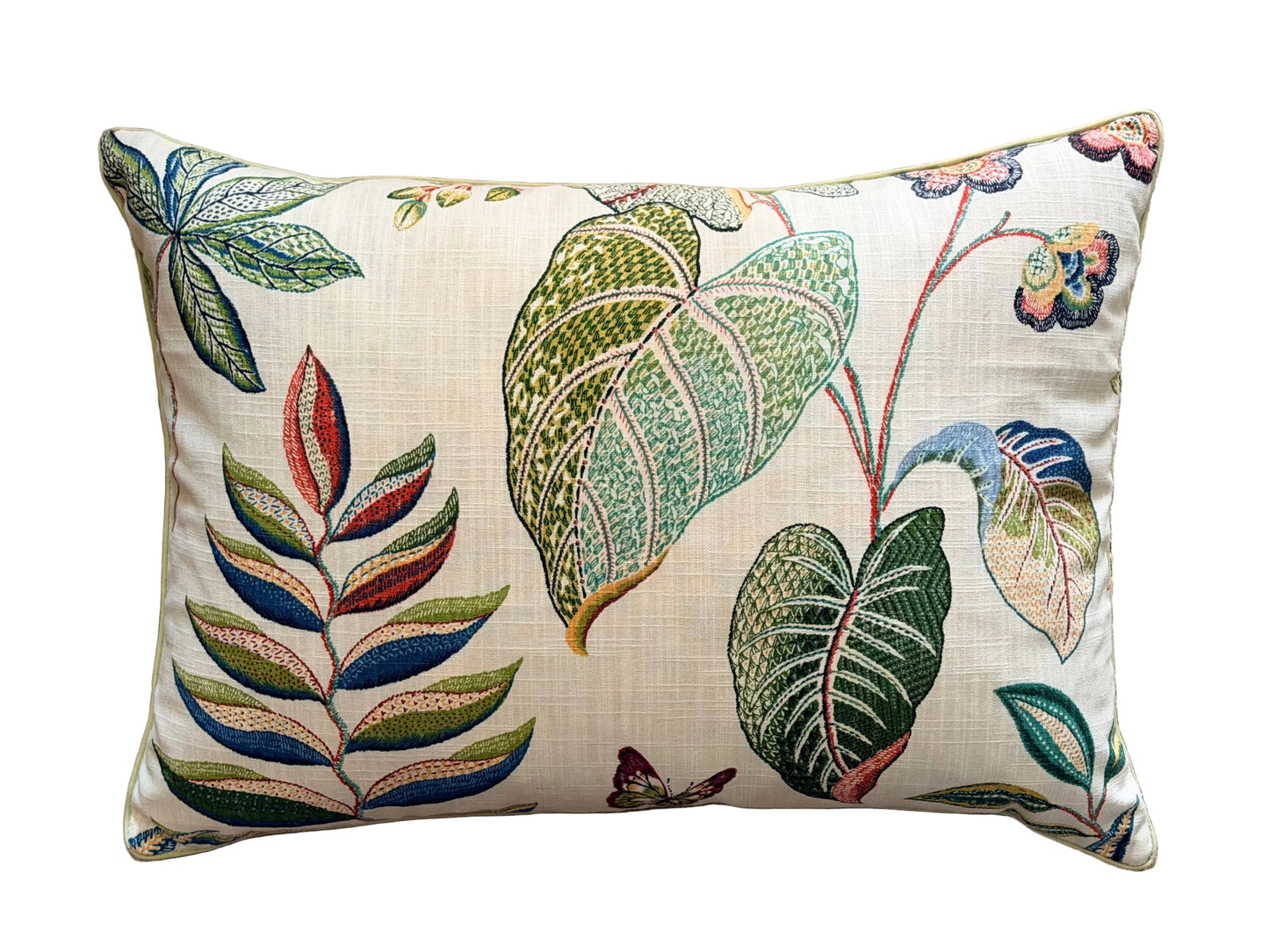 embroidered garden lumbar cushion