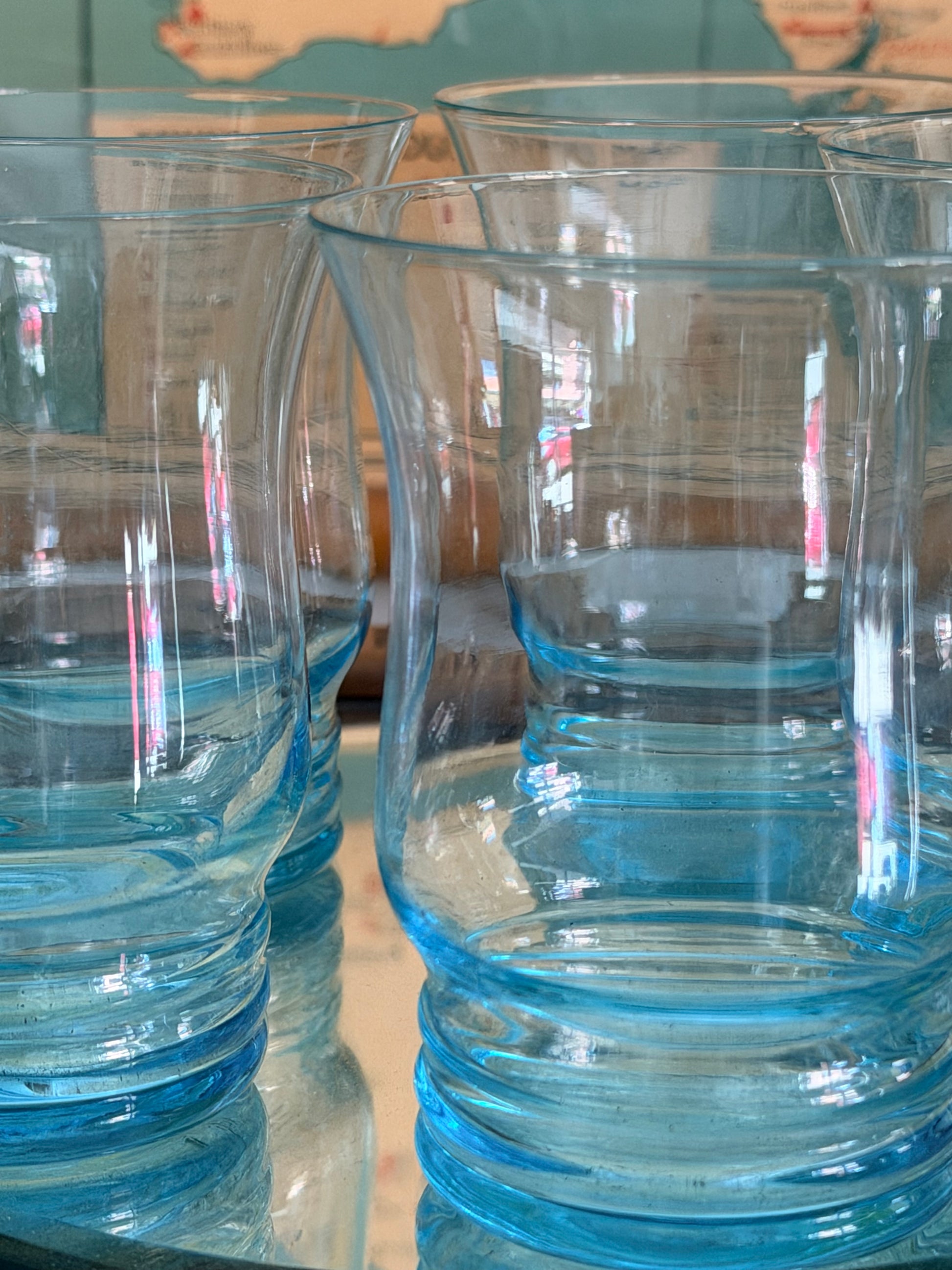 retro aqua glass set