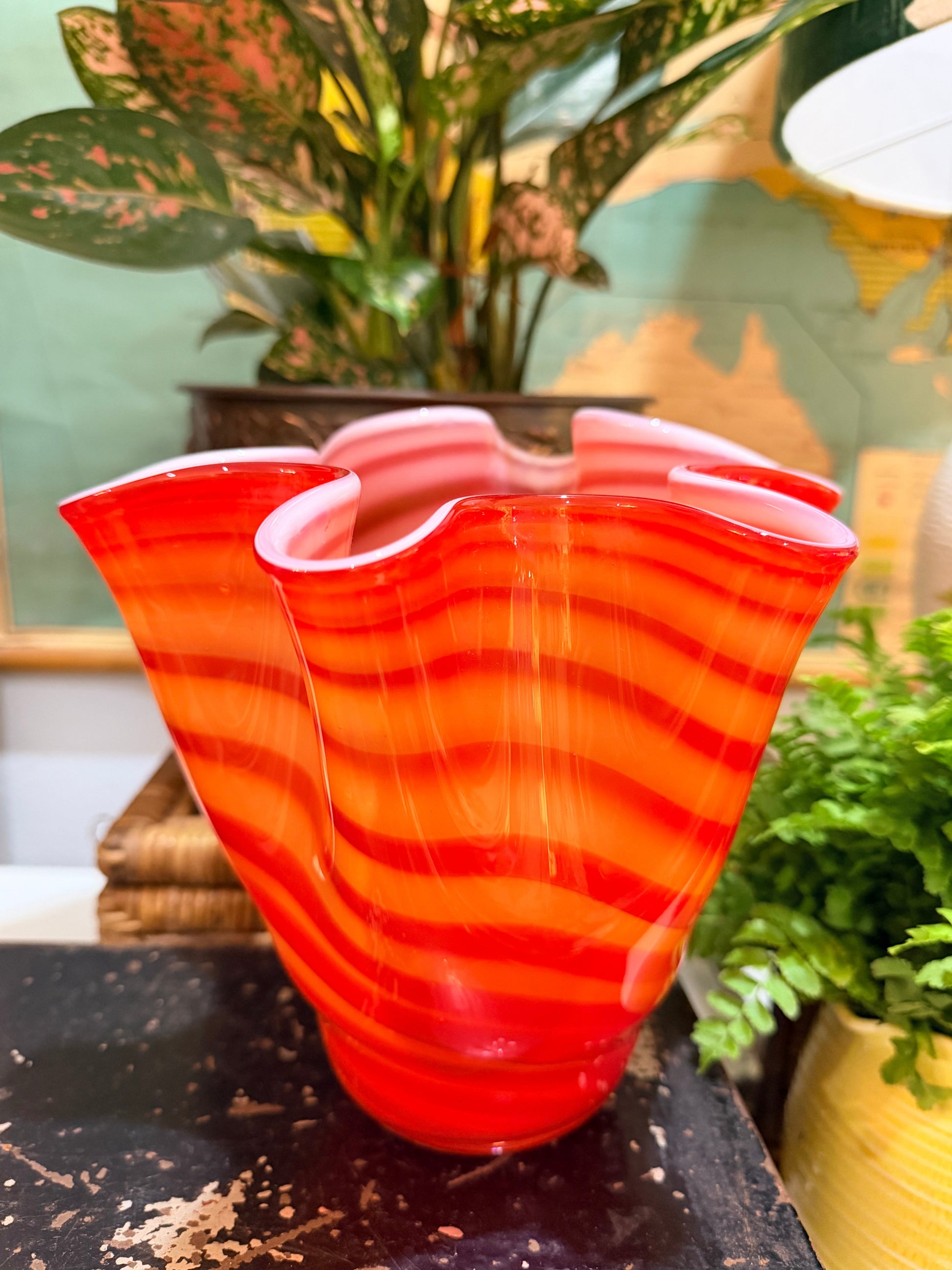 retro orange handkerchief vase