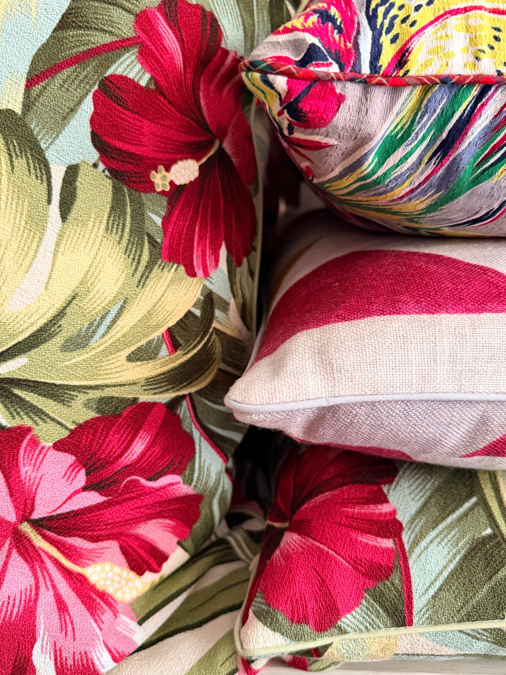 stack hibiscus tropical cushions