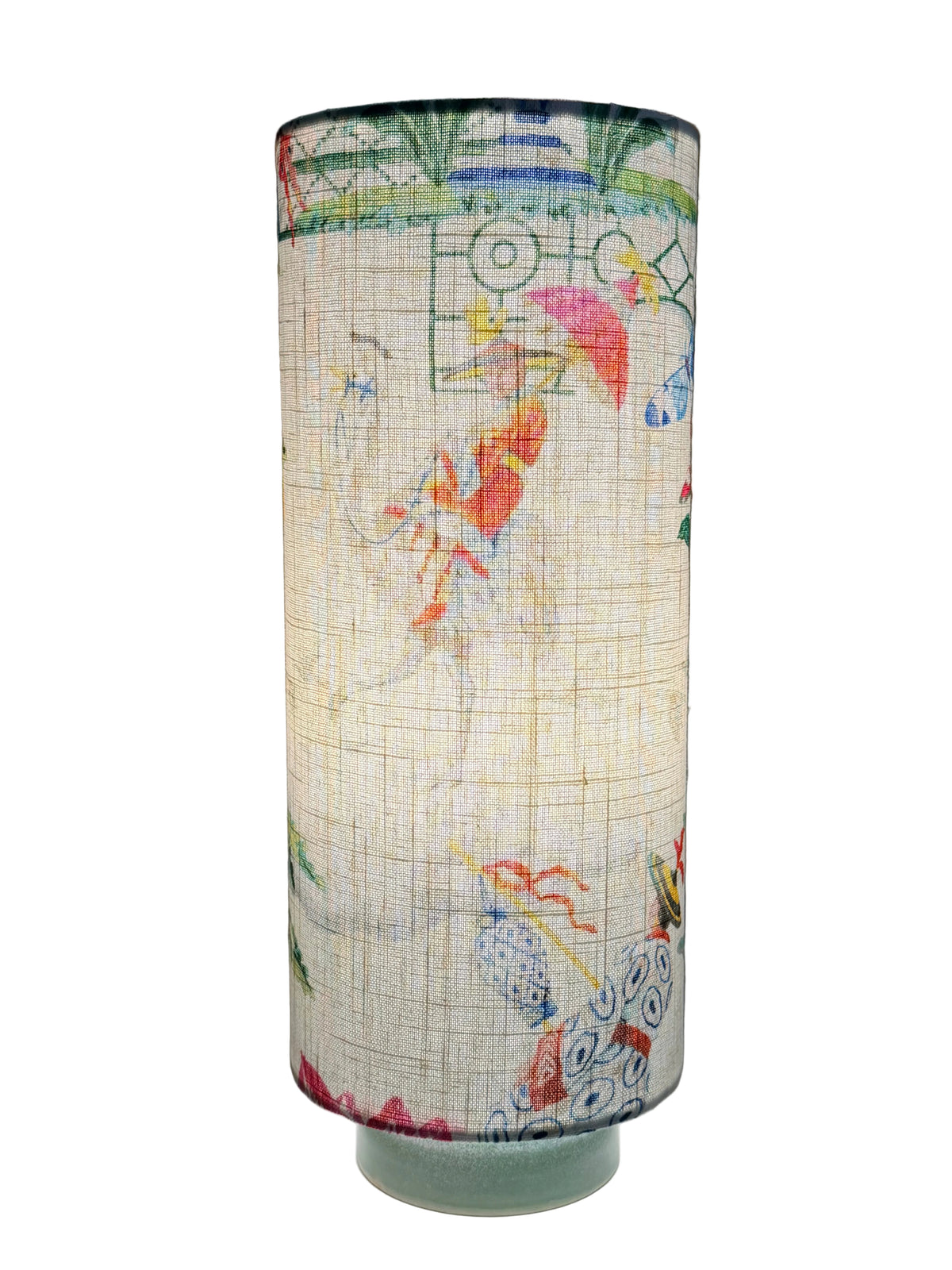 table lamp with tall chinoiserie lampshade