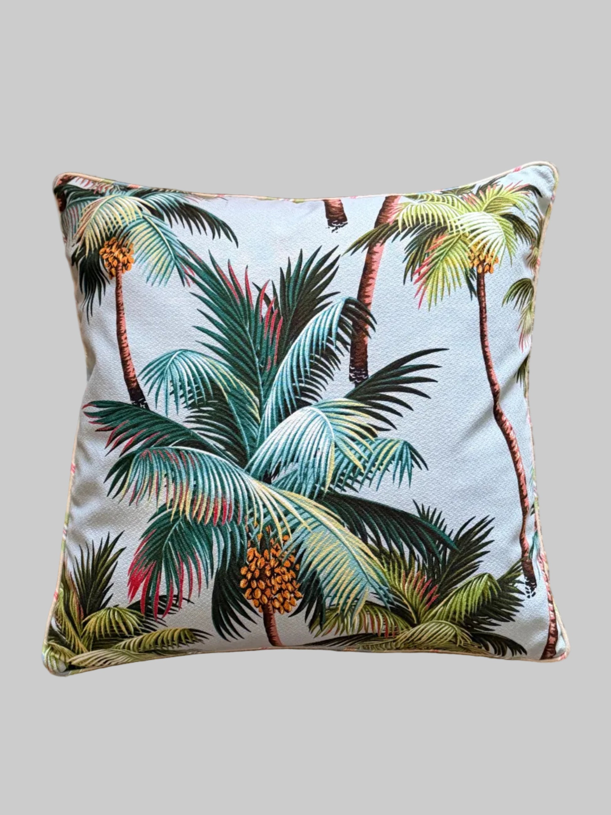 sky blue palm tree cushion