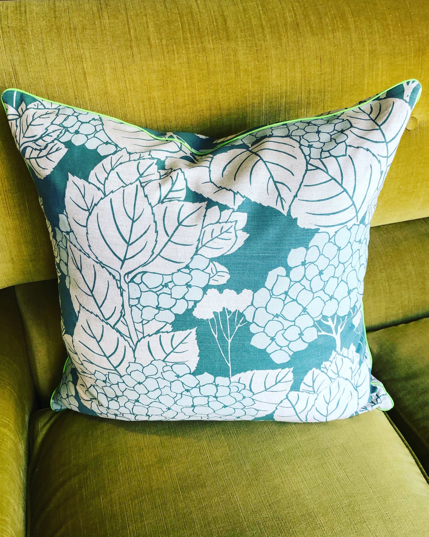 sage hydrangea cushions