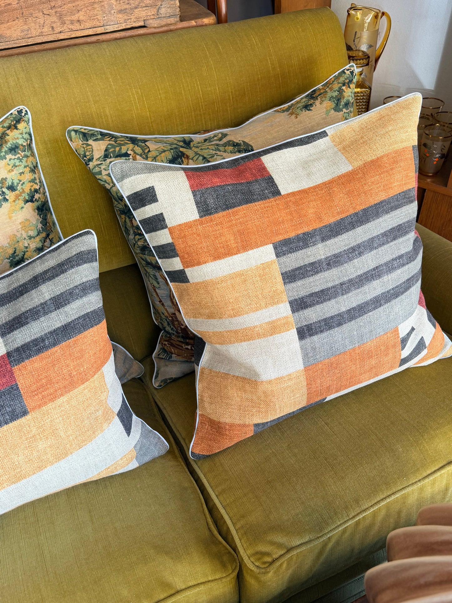 tawny off beat stripe cushion
