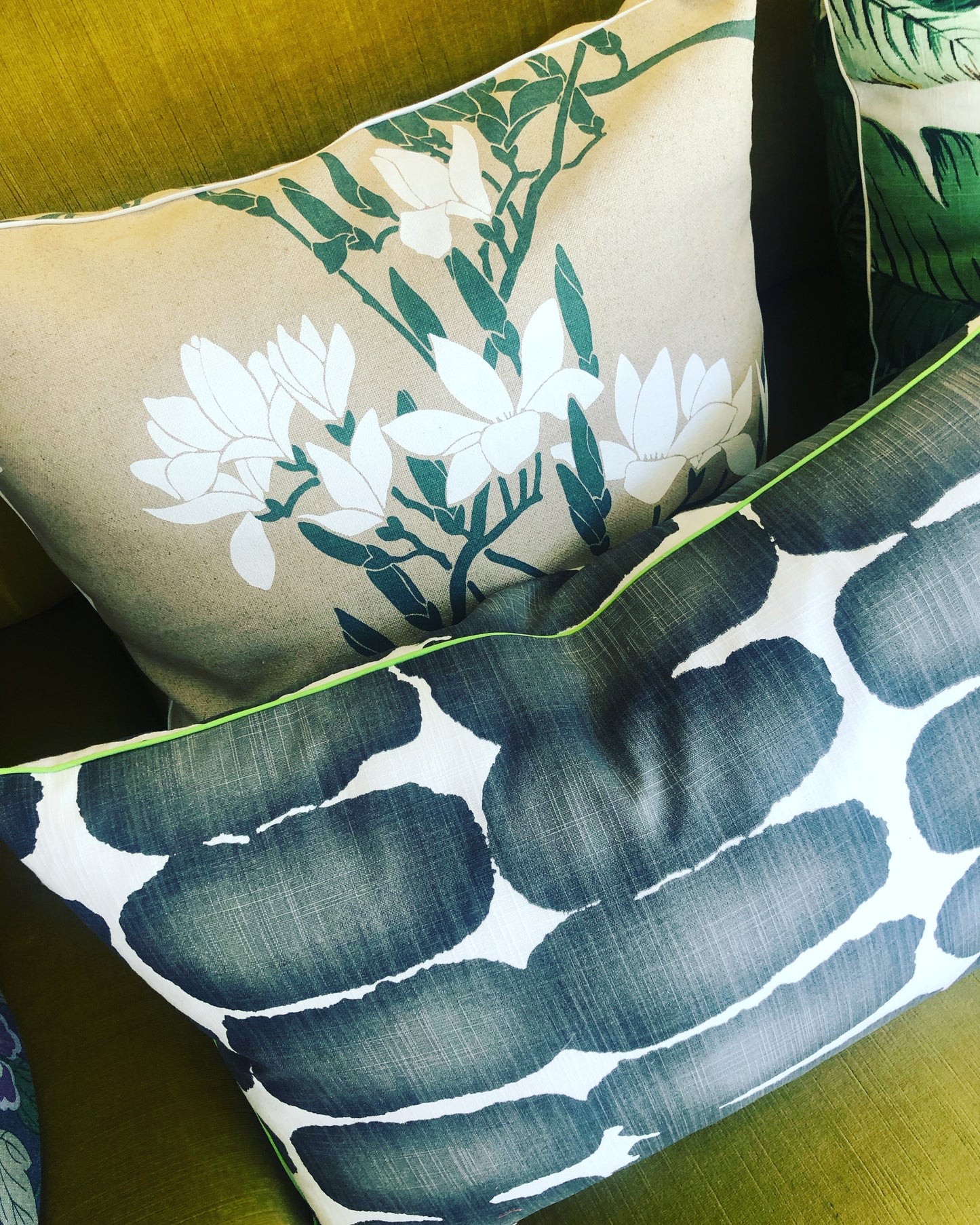 sage magnolia cushions