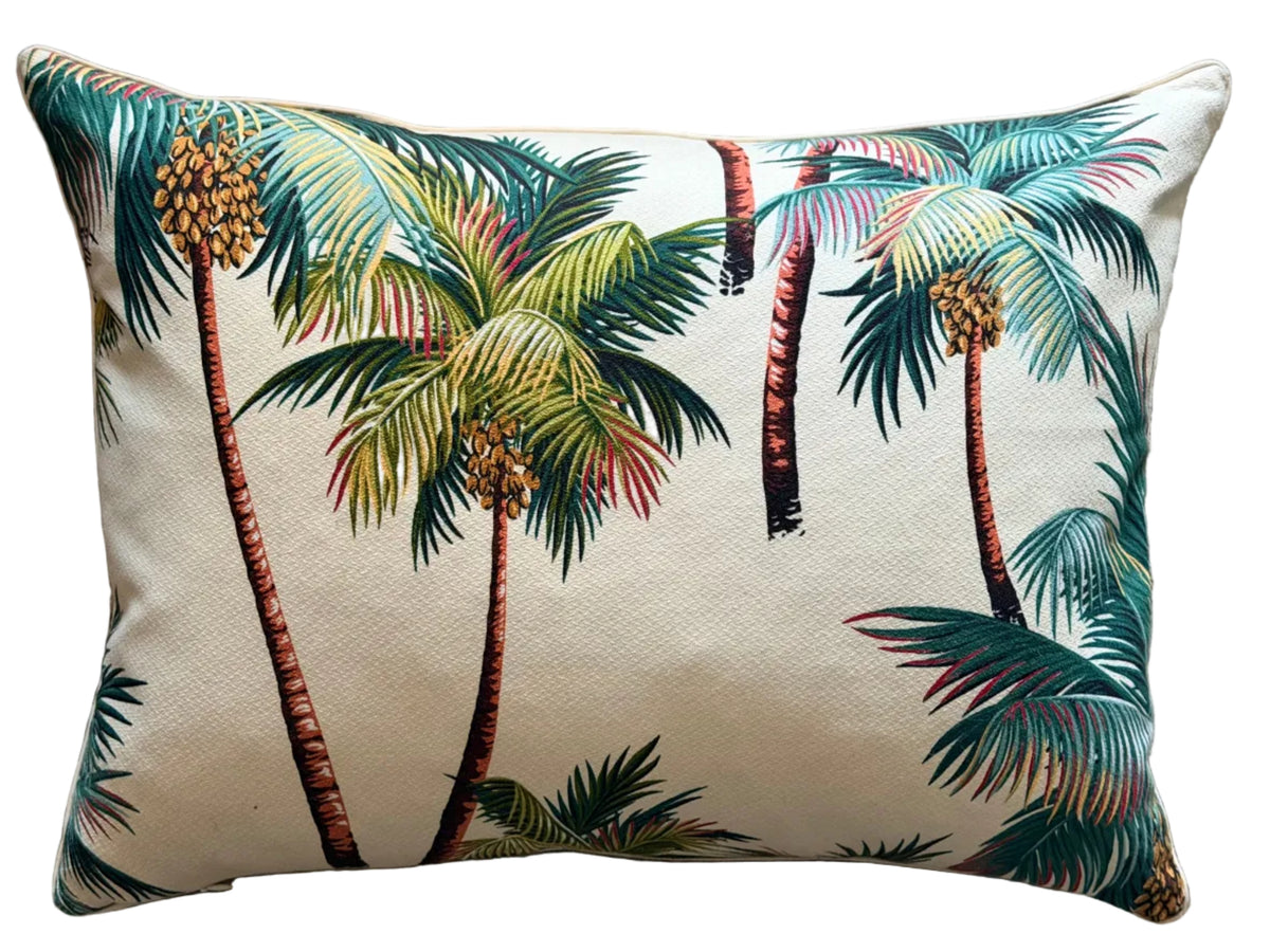 hawaiian palm tree barkcloth lumbar cushioon