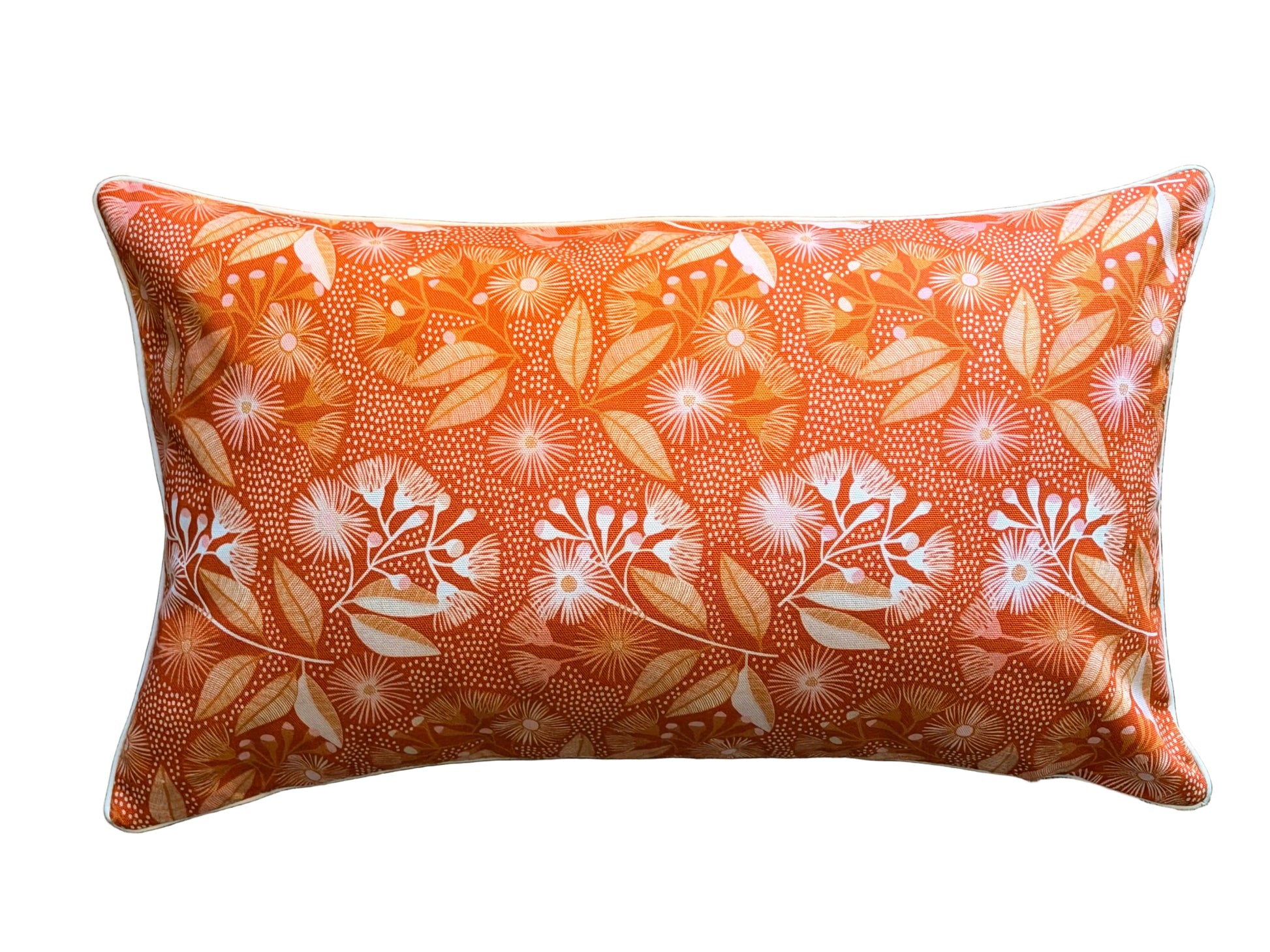 jocelyn proust print lumbar cushion with burnt orange flowering gum