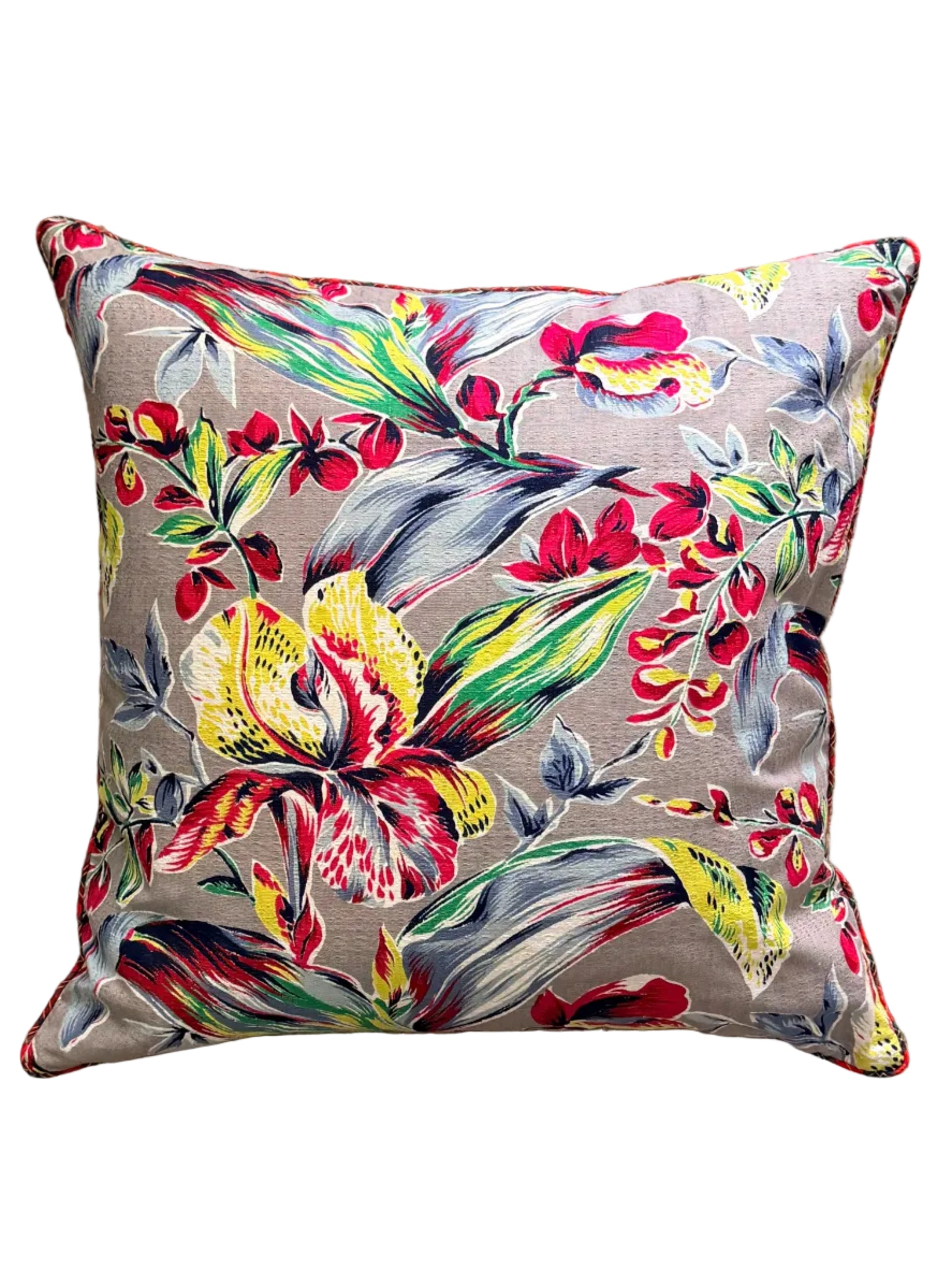 vintage floral barkcloth pillow