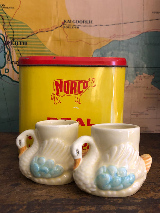 vintage retro swan egg cups x