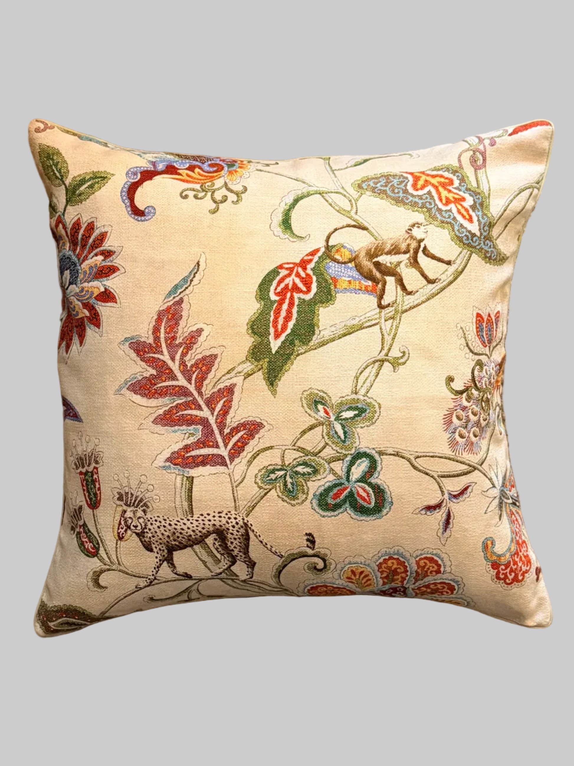 exotic leaopard and monkey cushion