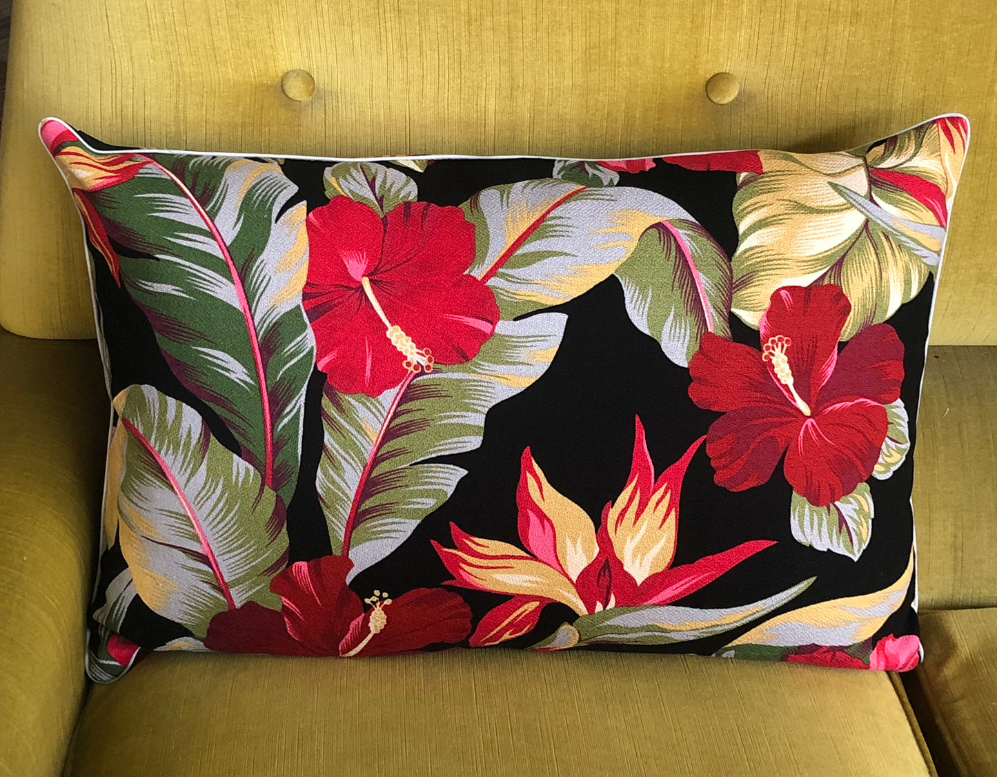 black bold hibiscus cushions