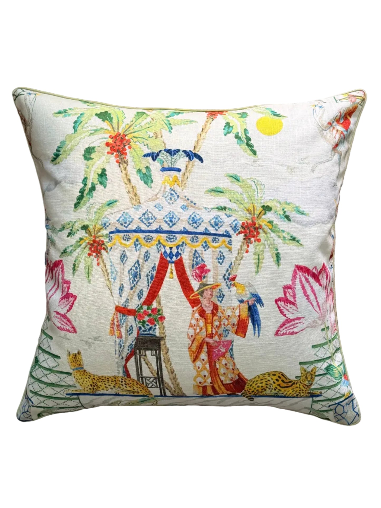 large chinoiserie pagoda cushion
