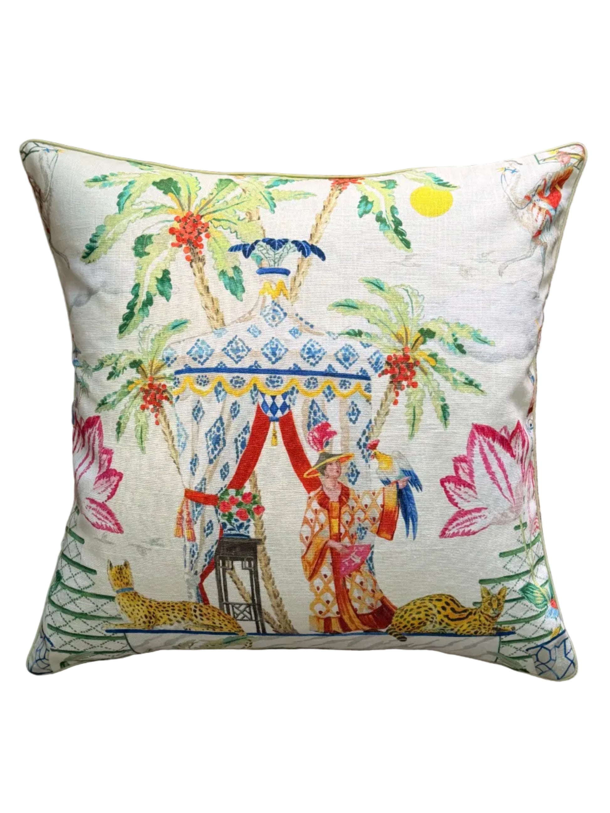 large chinoiserie pagoda cushion