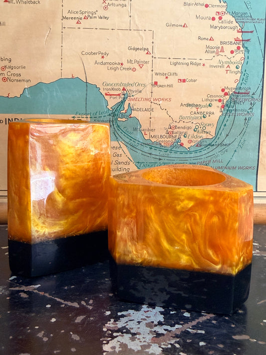 Art Deco Bakelite Pen Holders | Orange & Black