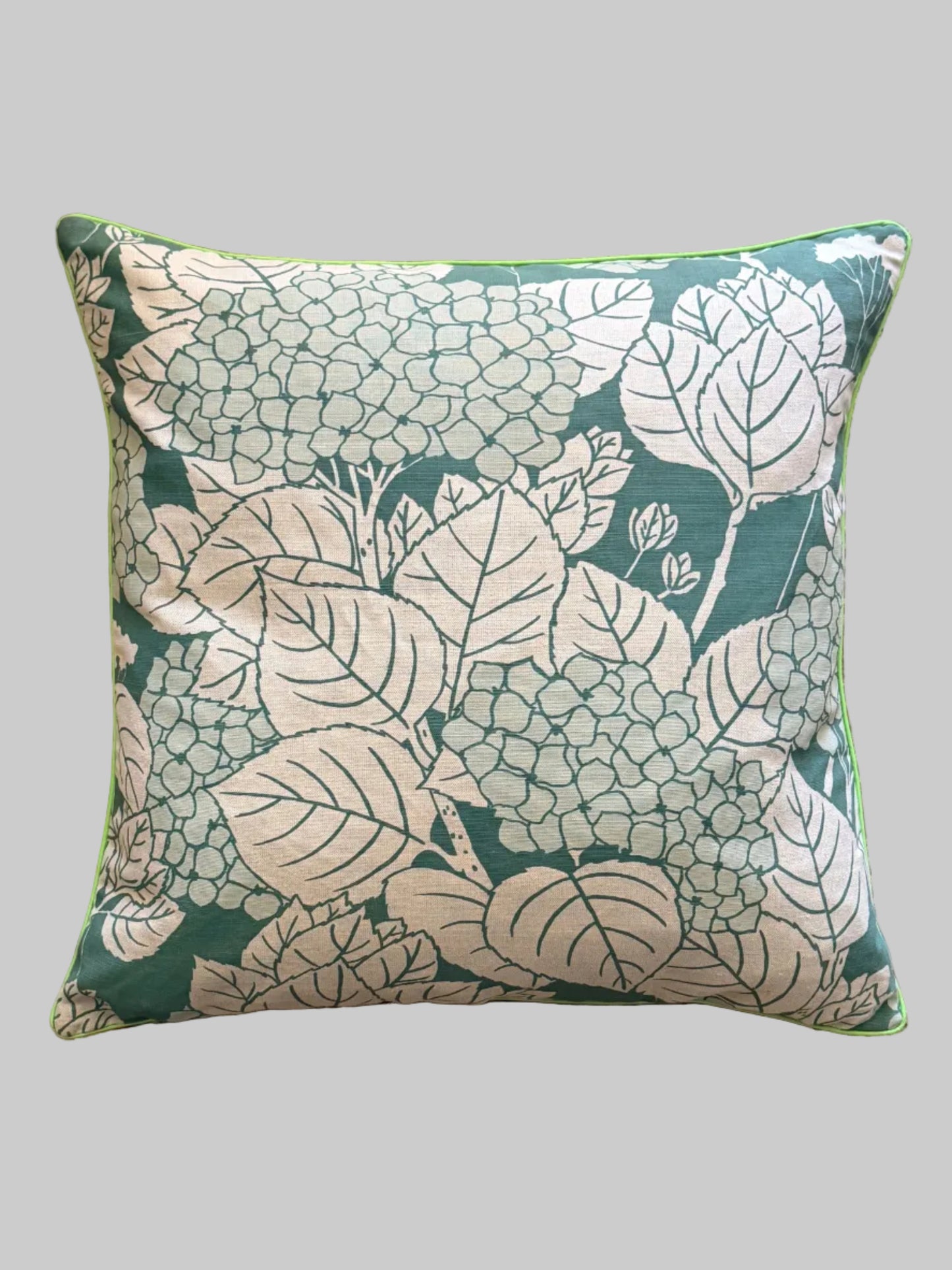 handprinted sage hydrangea  cushions