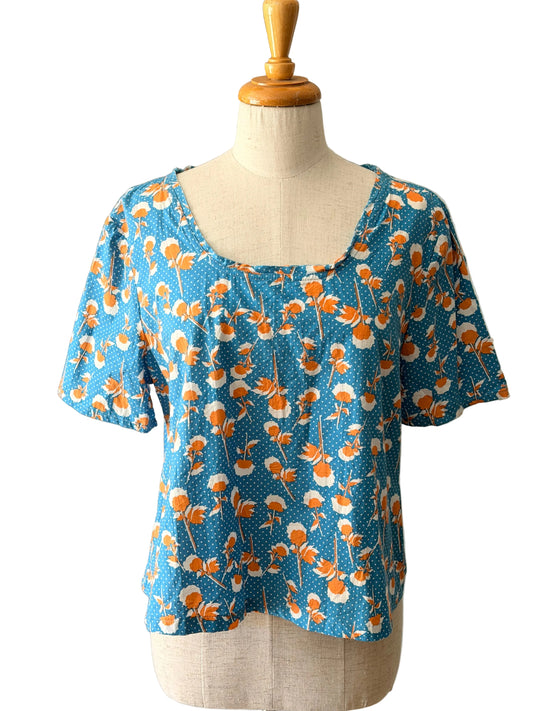 aqua floral top