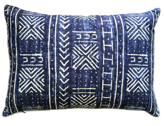 navy mudcloth cushion