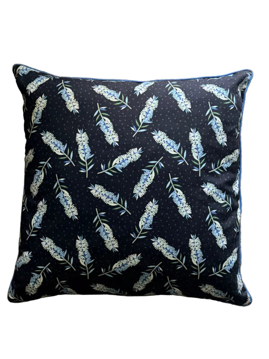 linen cotton grevillea navy cushion