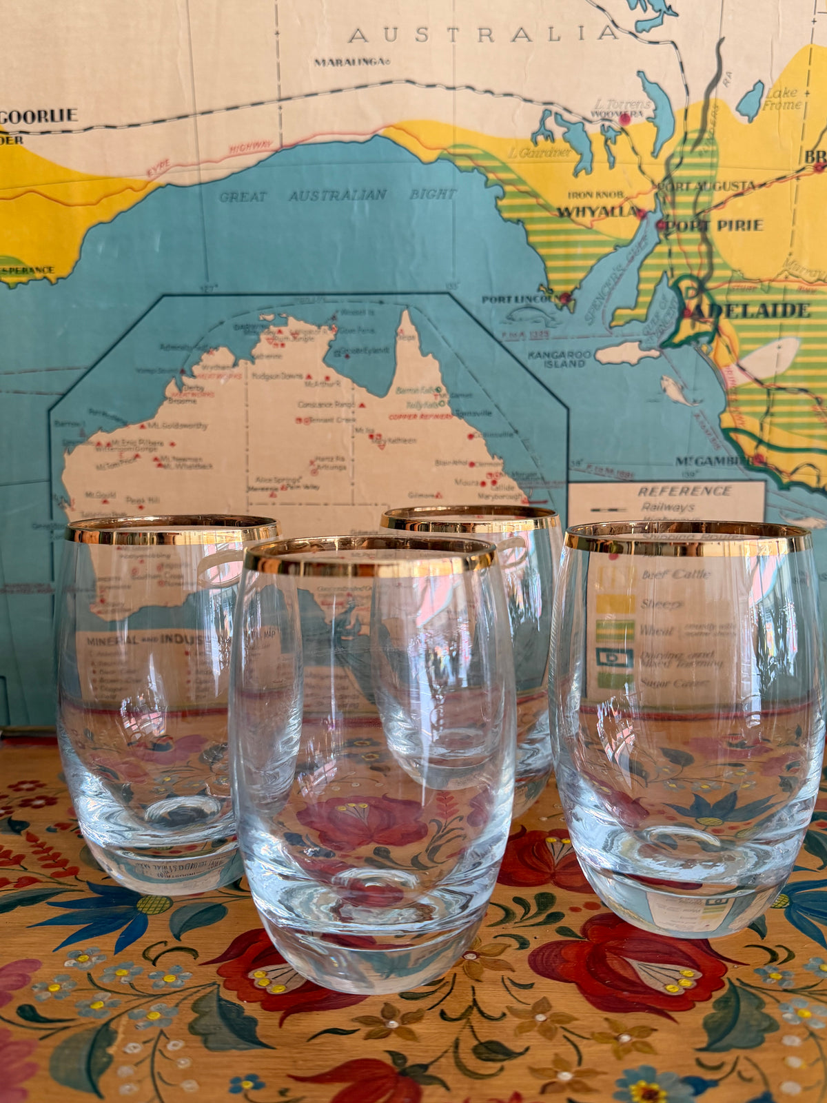 Retro Gold Rimmed Glasses | Set of 4