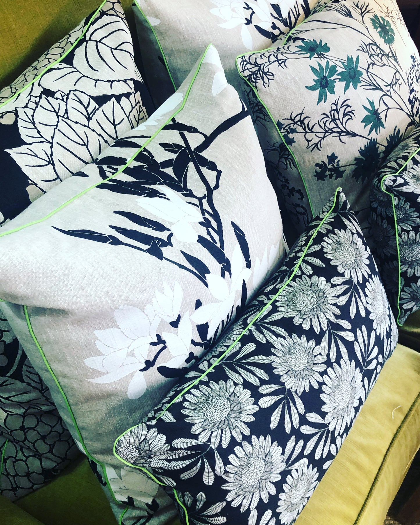 black magnolia cushions