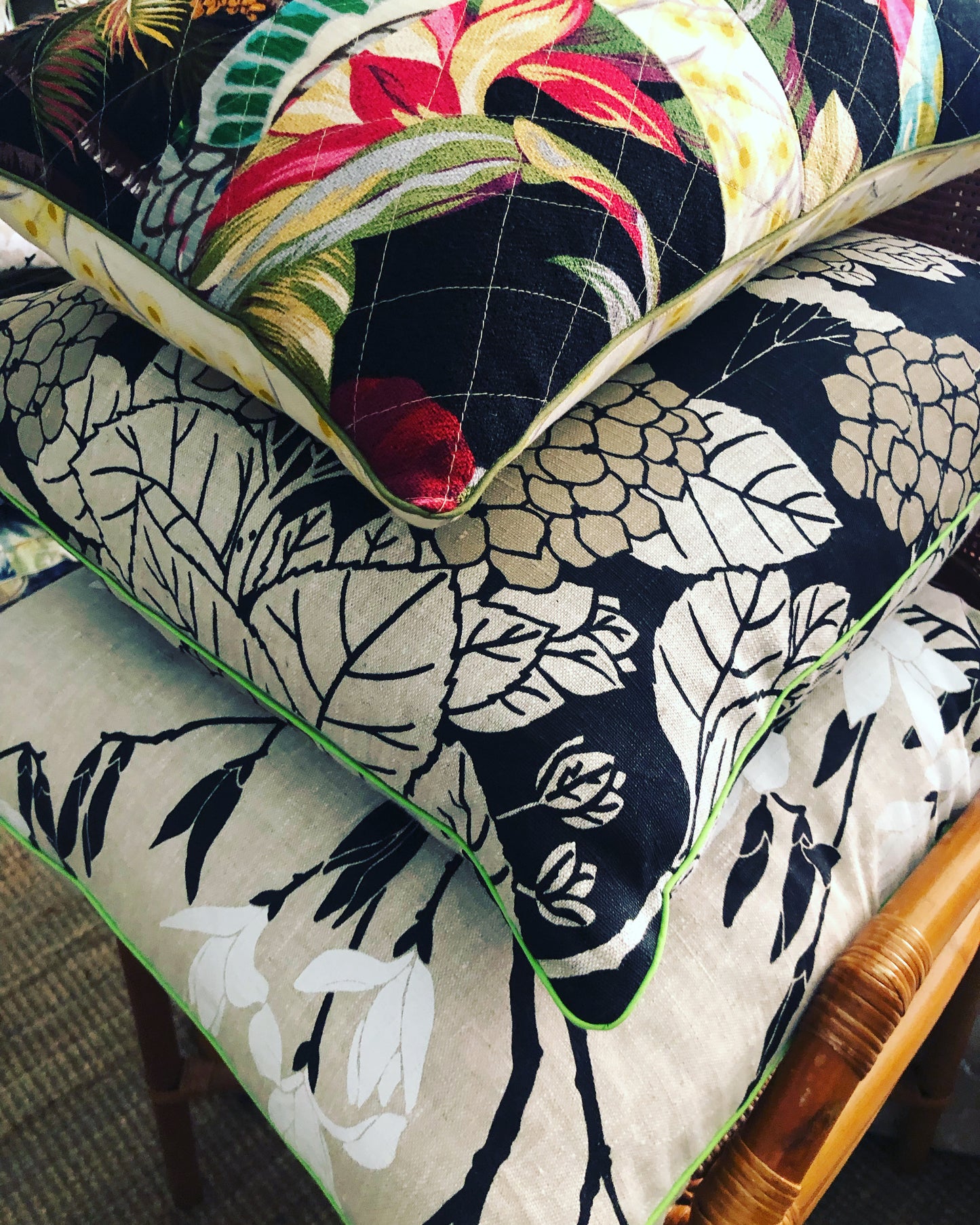 black magnolia cushions