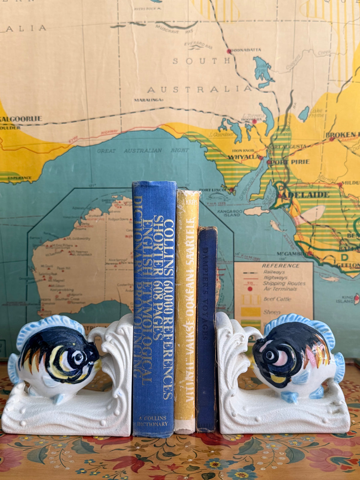 Retro ceramic fish bookends