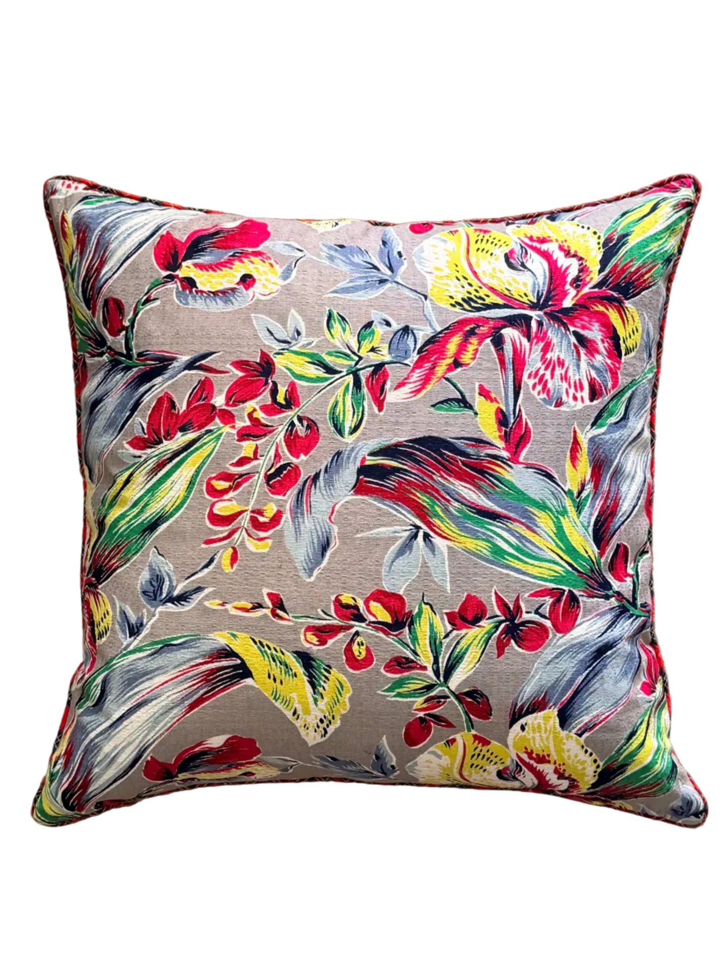 vintage floral barkcloth pillow