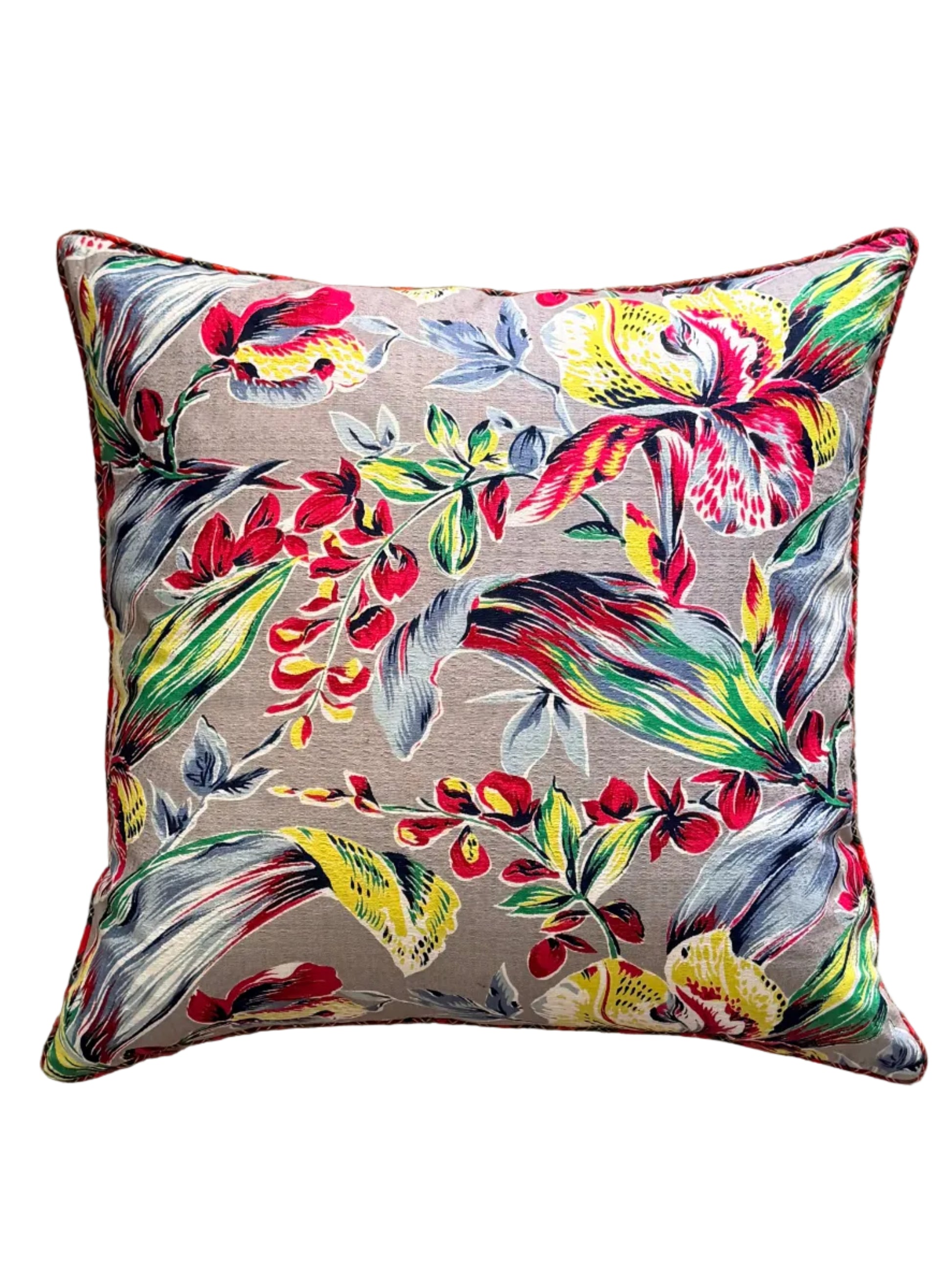 vintage floral barkcloth pillow