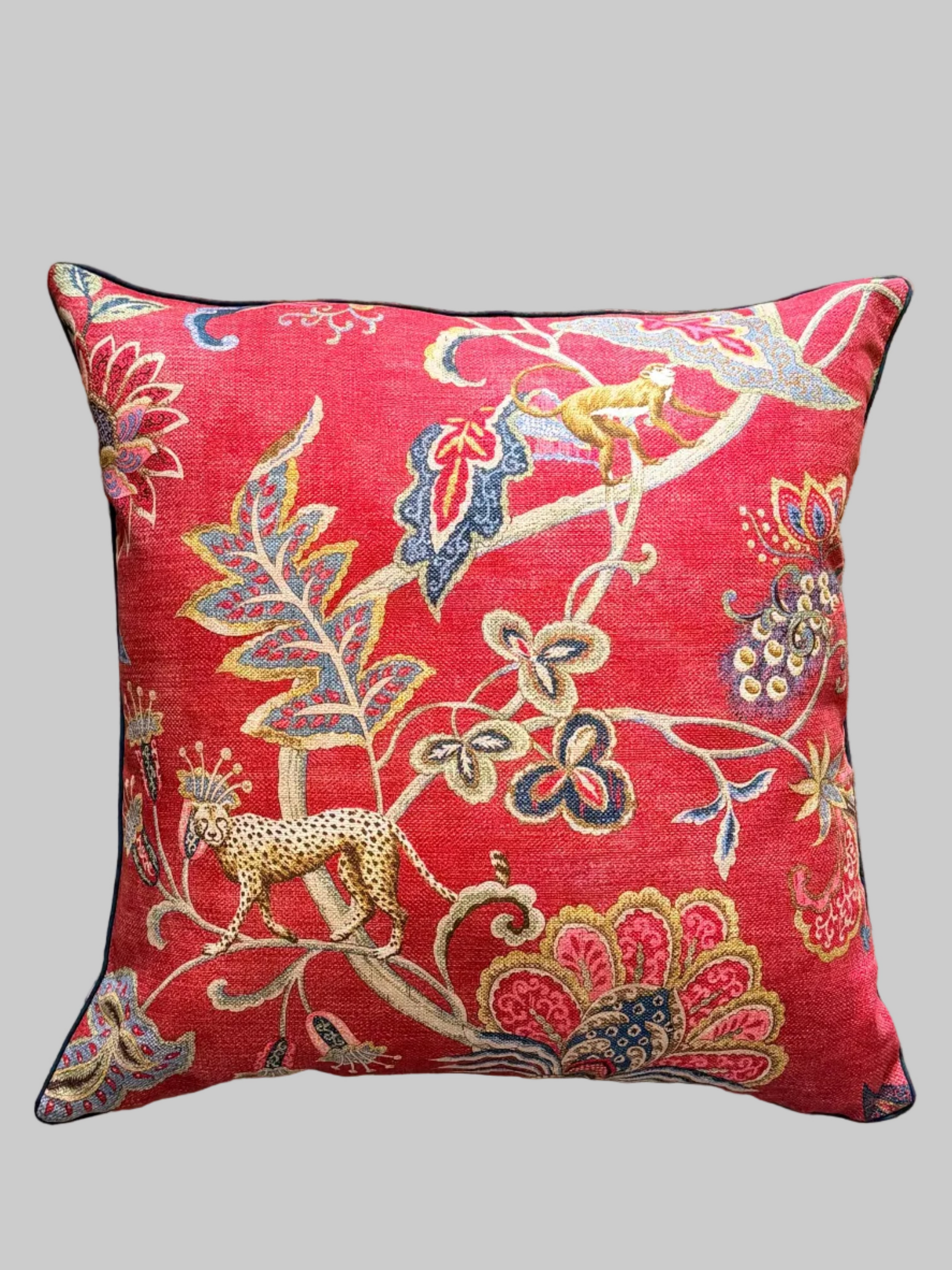 raspberry exotic jungle cushion