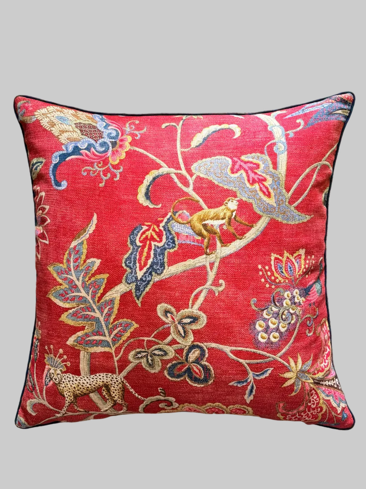 raspberry exotic jungle cushion