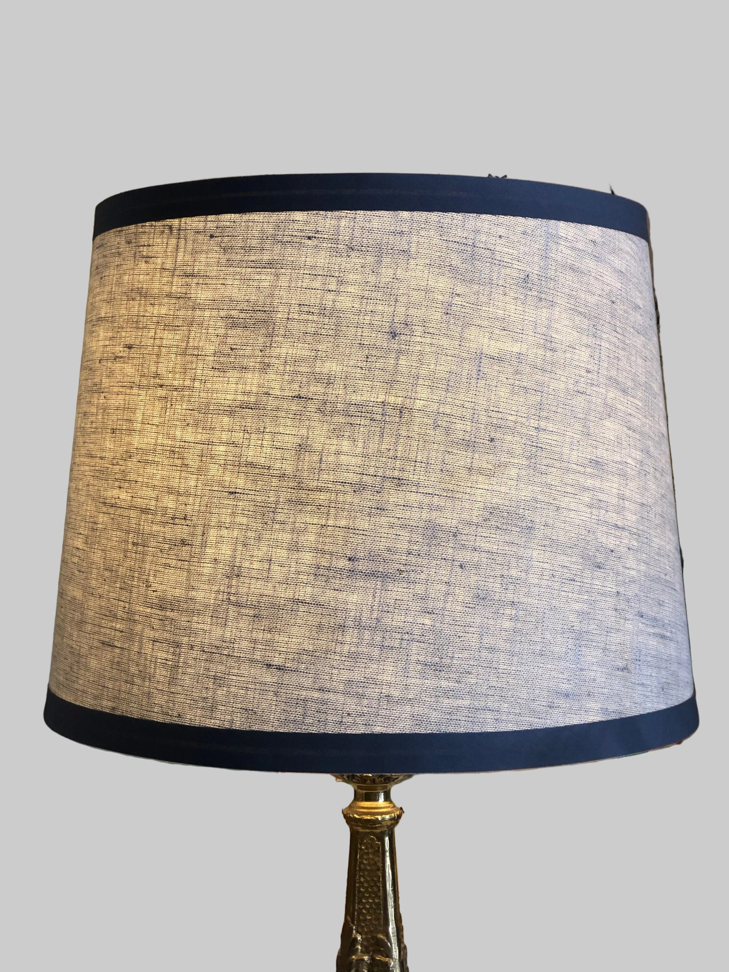 tapered linen lampshade charcoal trim