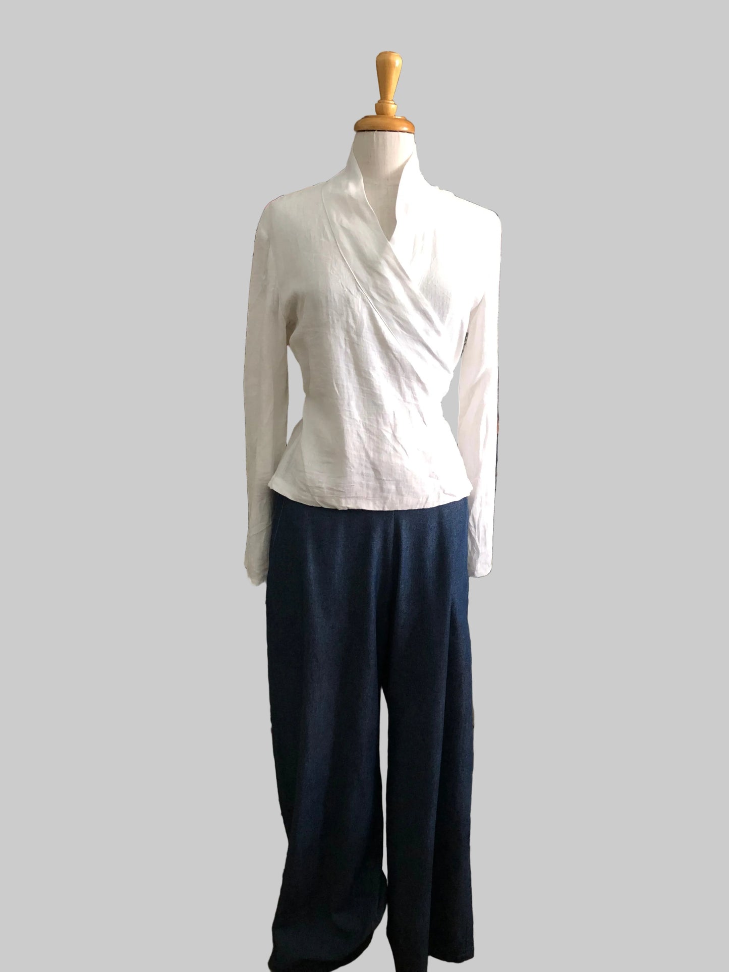 white linen wrap kimono jacket