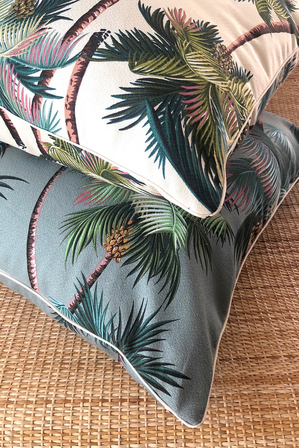 palm tree piped cushion